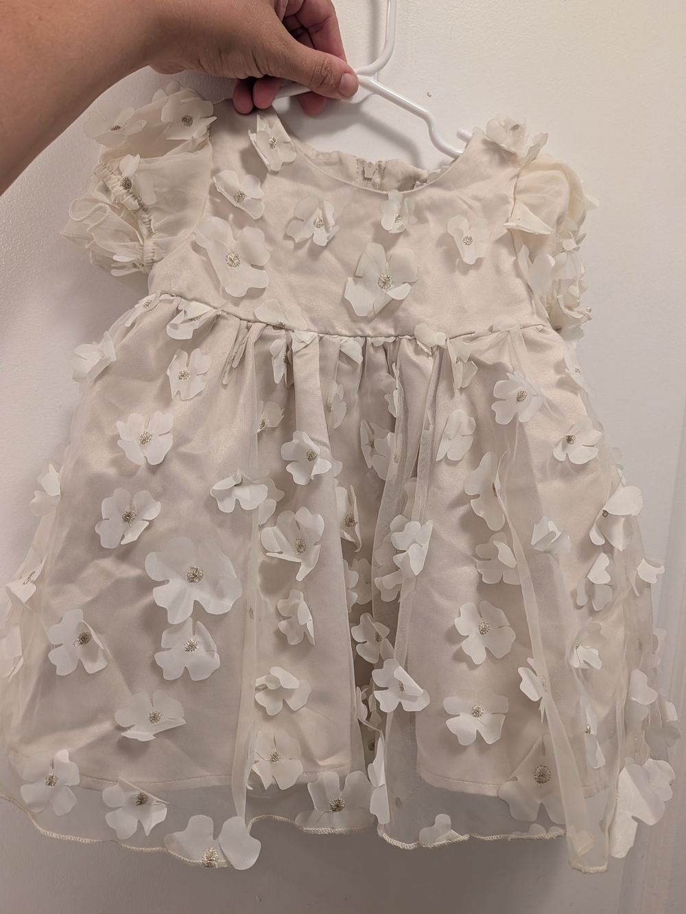 Girls' Ivory Floral Applique Formal Dress